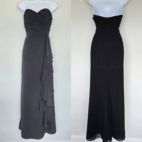 Impression Bridal BlackChiffon Draped Strapless Gown Size 10 Elegant Formal Gala - Picture 1 of 15